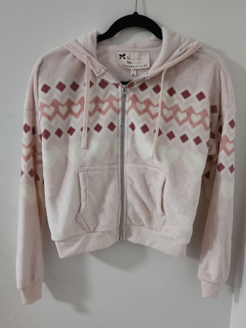 Sincerely Jules Pale Pink Zip Hoodie with Rose Dot Accents